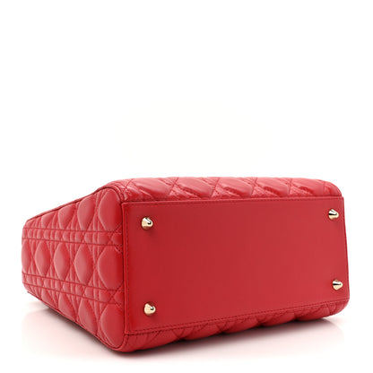 Christian Dior Lambskin Cannage Medium Lady Dior Red 4 of 12