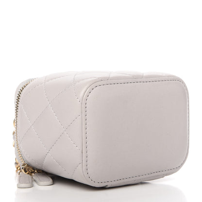 Chanel Lambskin Quilted Top Handle Mini Vanity Case With Chain Grey 4 of 11