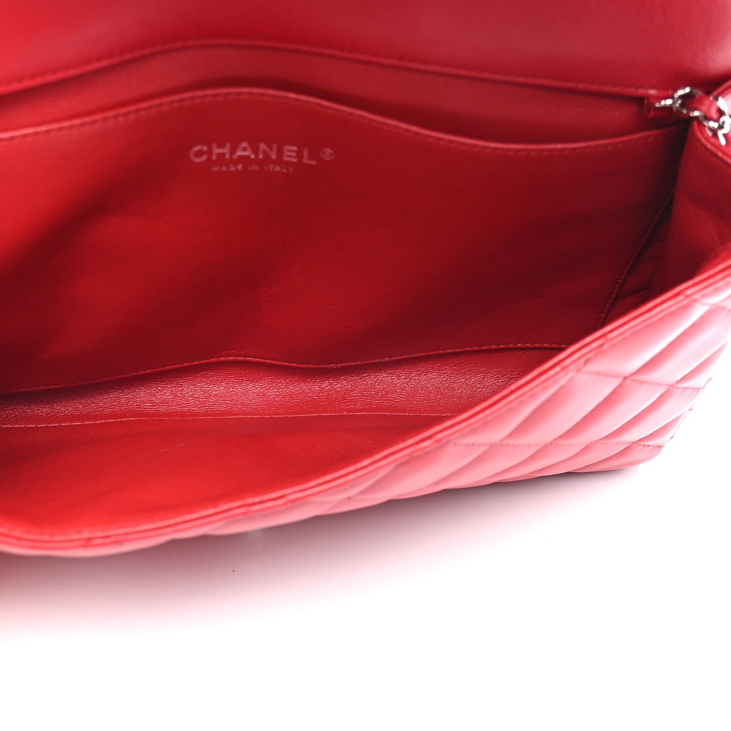 Chanel Lambskin Quilted Clutch With Chain Flap Red 4 of 8