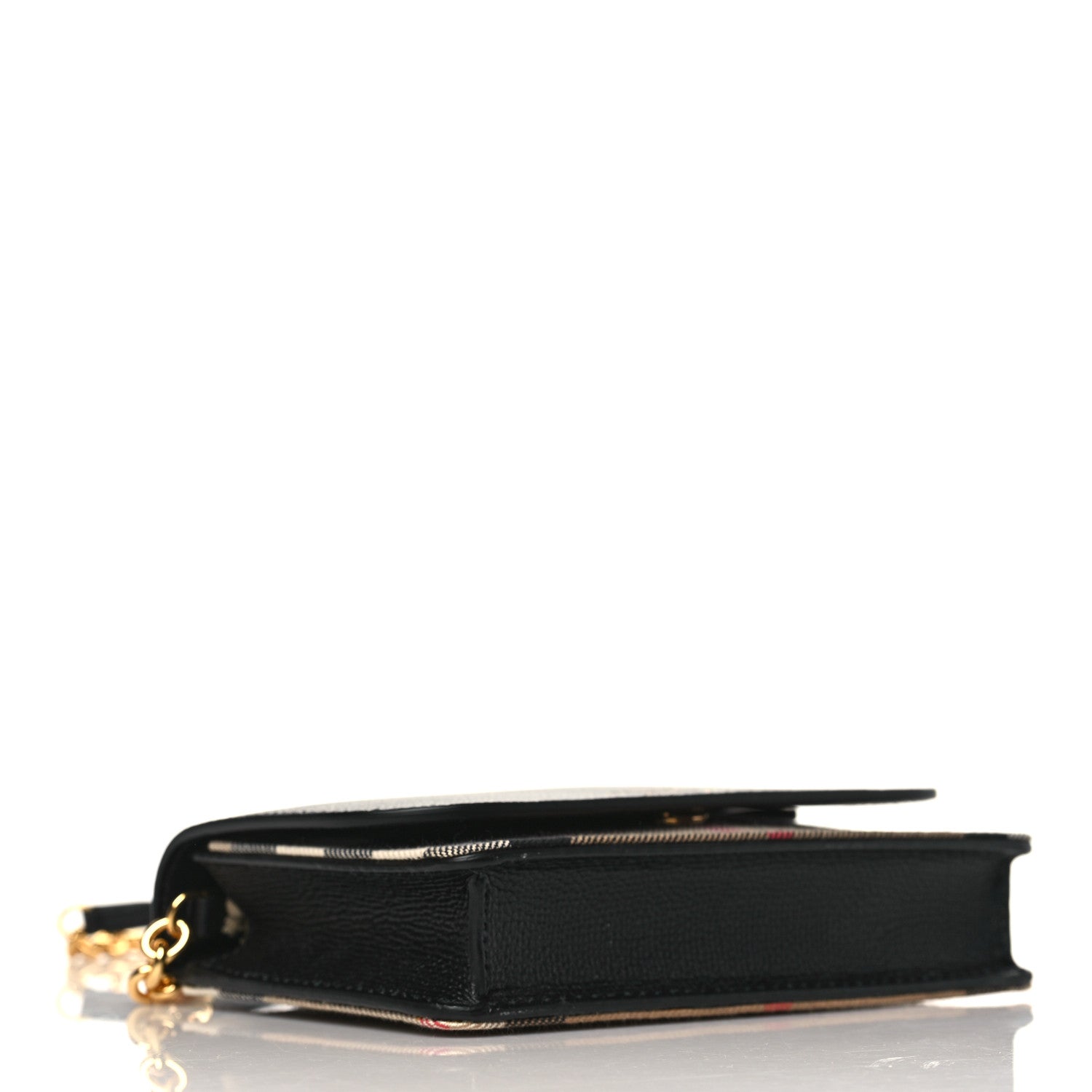 Burberry Grained Calfskin House Check Tartan Mix Hampshire Wallet On Chain Black 4 of 9