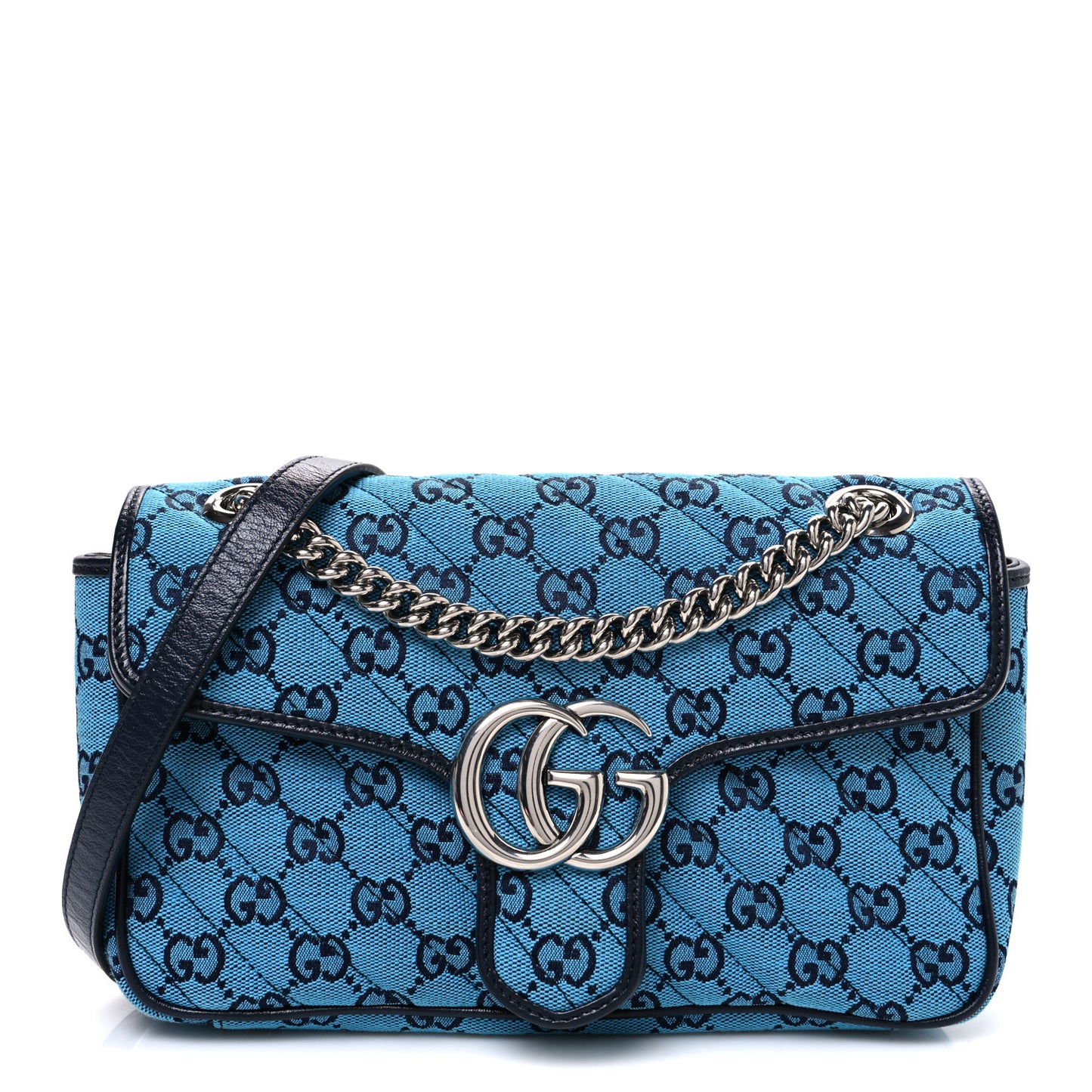 Monogram Multicolor Matelasse Diagonal Small GG Marmont Shoulder Bag Light Blue
