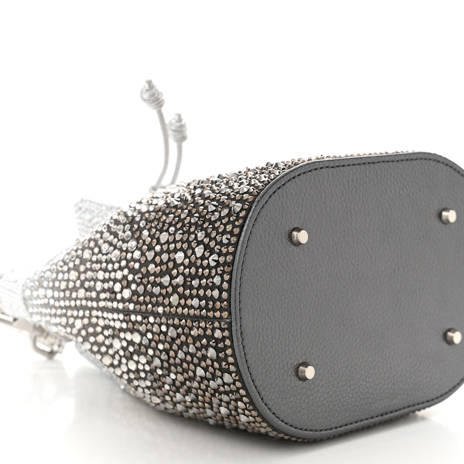 Judith Leiber Satin Crystal Embellished Piper Bucket Gradient Platinum 9 of 10