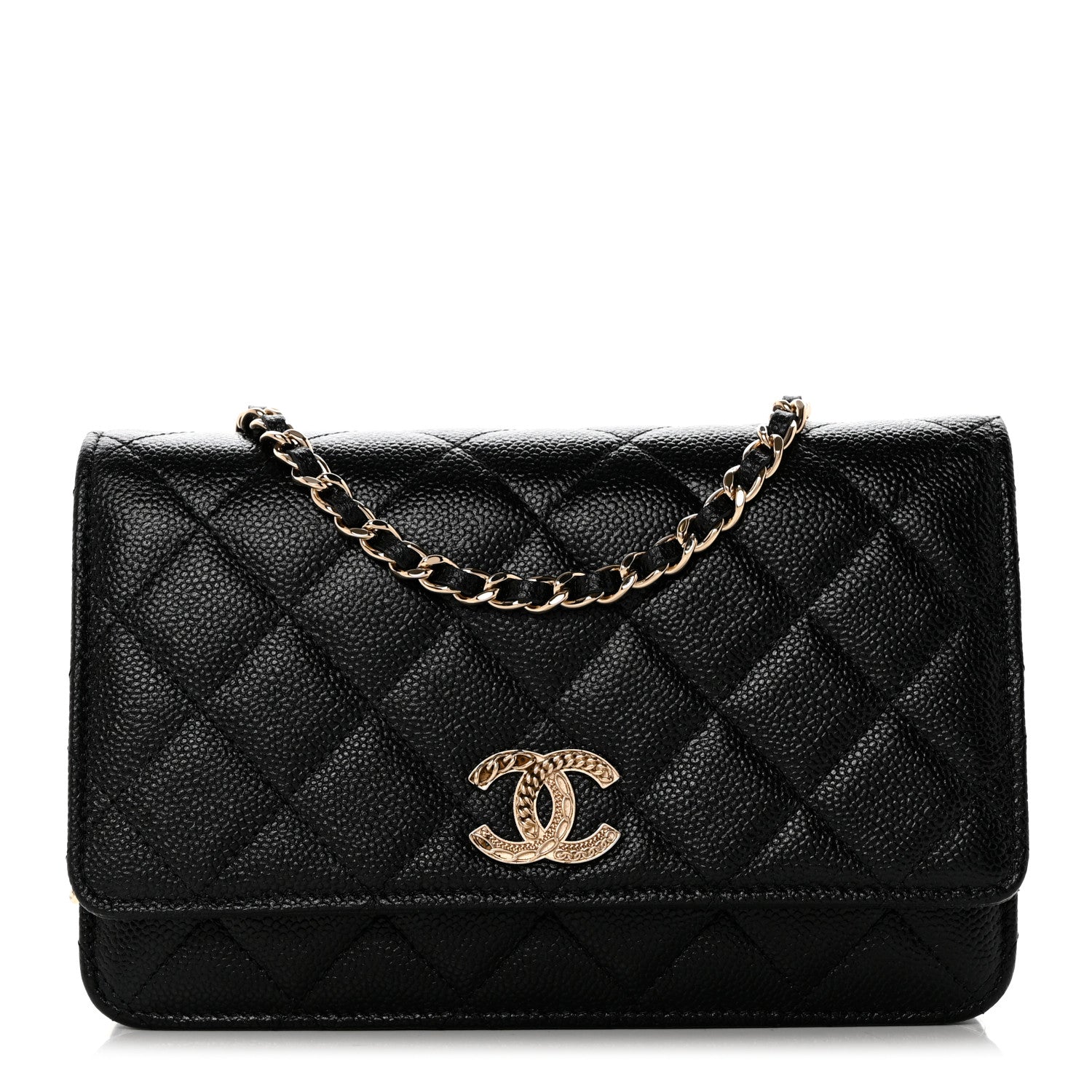 Chanel Caviar Quilted Chain CC Wallet On Chain WOC Black 1 of 11