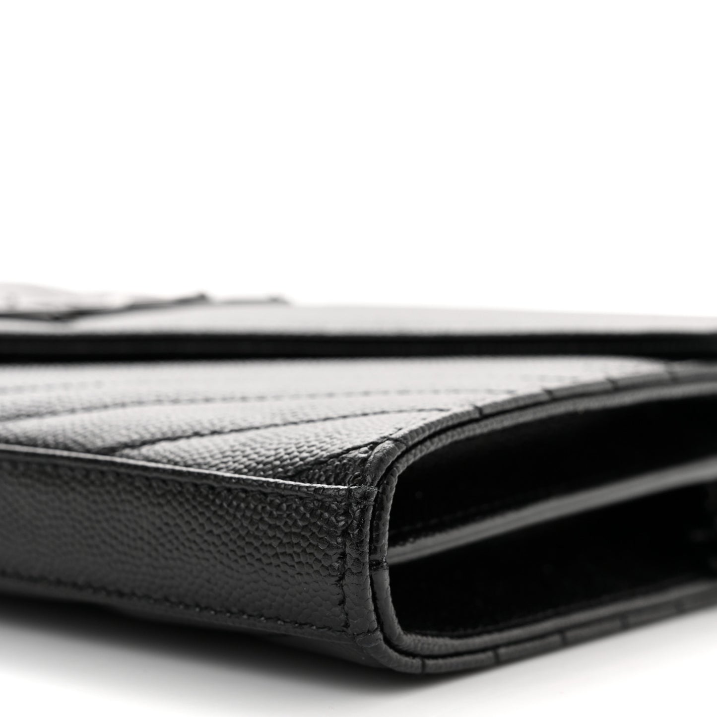 Grain De Poudre Matelasse Chevron Monogram Monochrome Chain Wallet Black