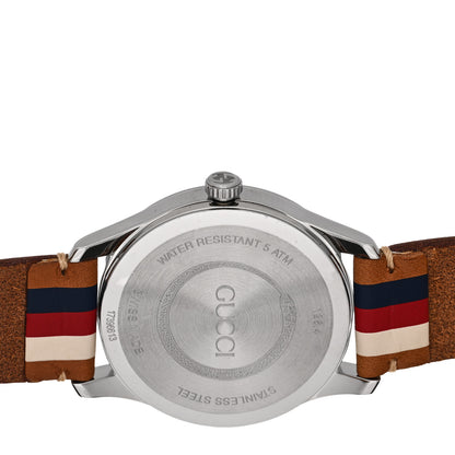 Gucci Stainless Steel Calfskin 38mm G-Timeless Stripe Web Quartz Watch Brown 4 of 5