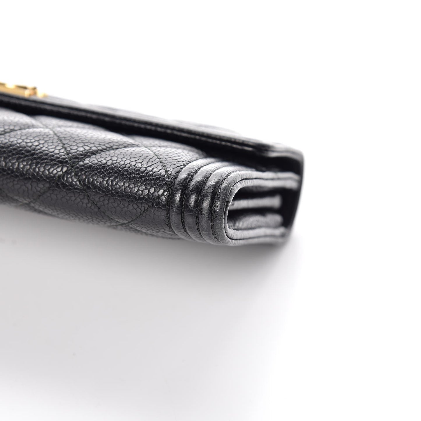 Caviar Quilted Large Boy Gusset Flap Wallet Black
