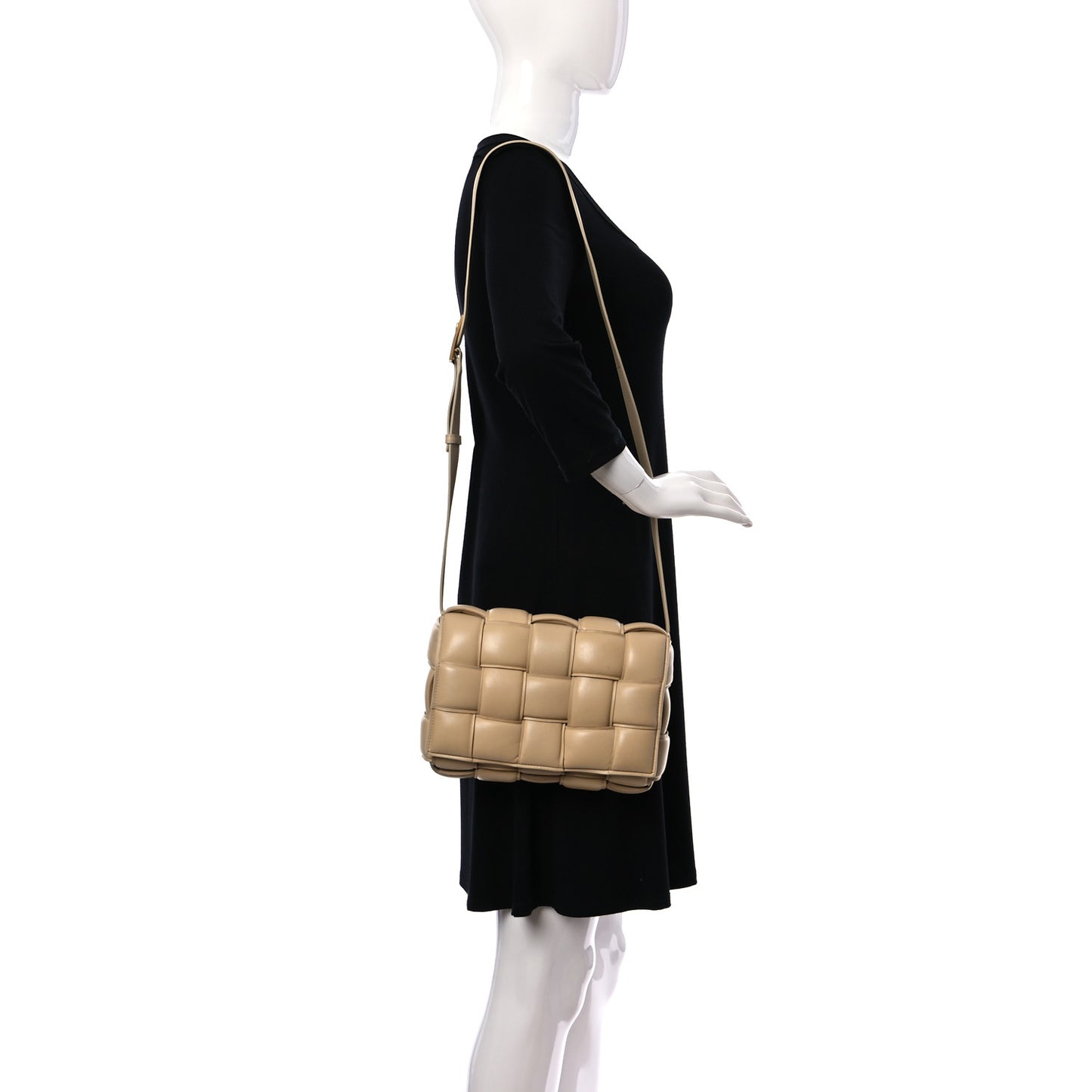 Nappa Maxi Intreccio Padded Cassette Crossbody Bag Porridge