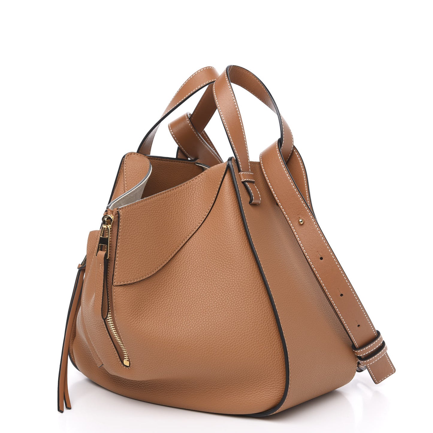 Grained Calfskin Small Hammock Shoulder Bag Tan