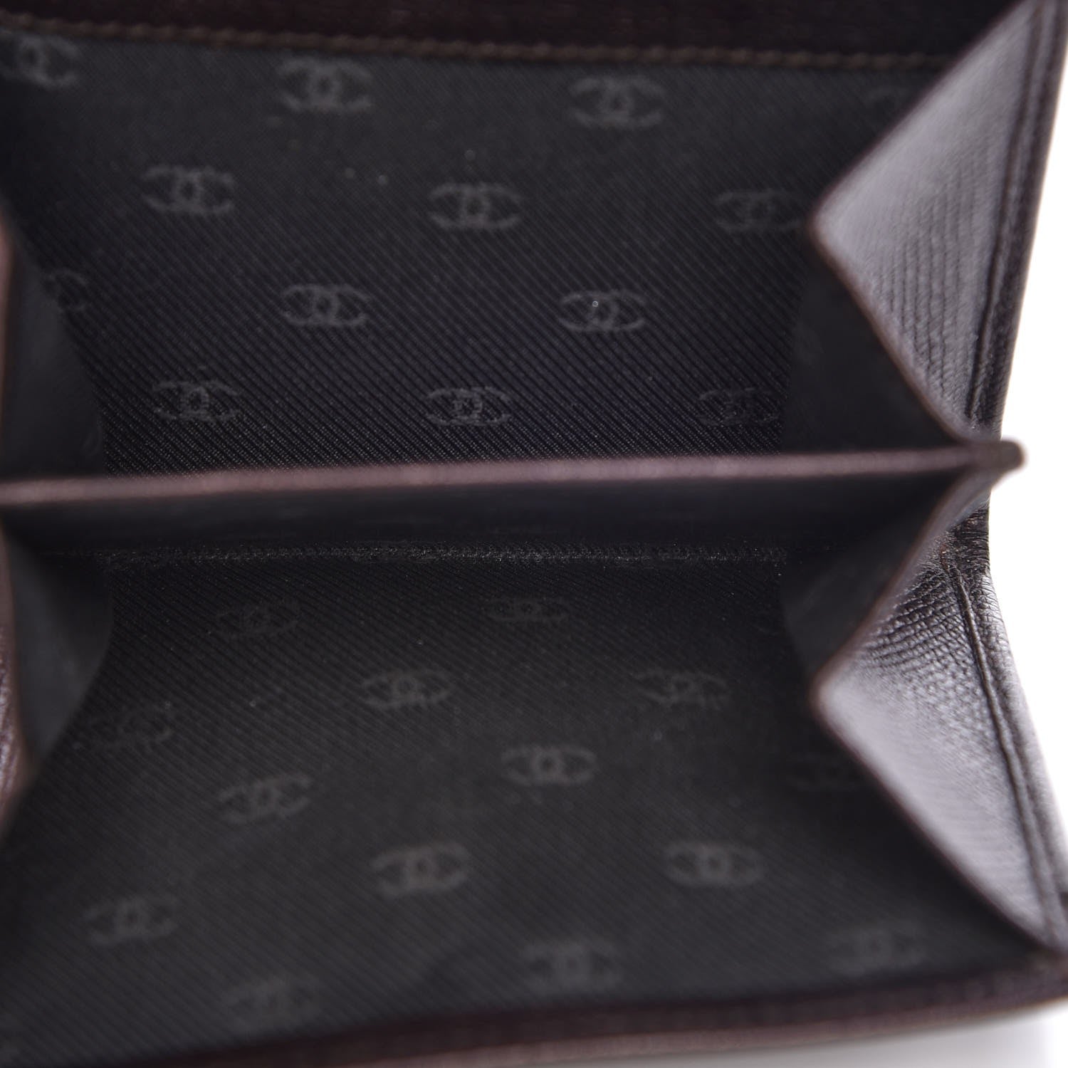 Chanel Grained Calfskin CC Button Compact Wallet Dark Brown 6 of 17