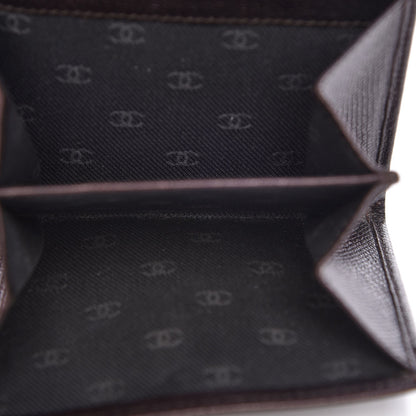 Chanel Grained Calfskin CC Button Compact Wallet Dark Brown 6 of 17