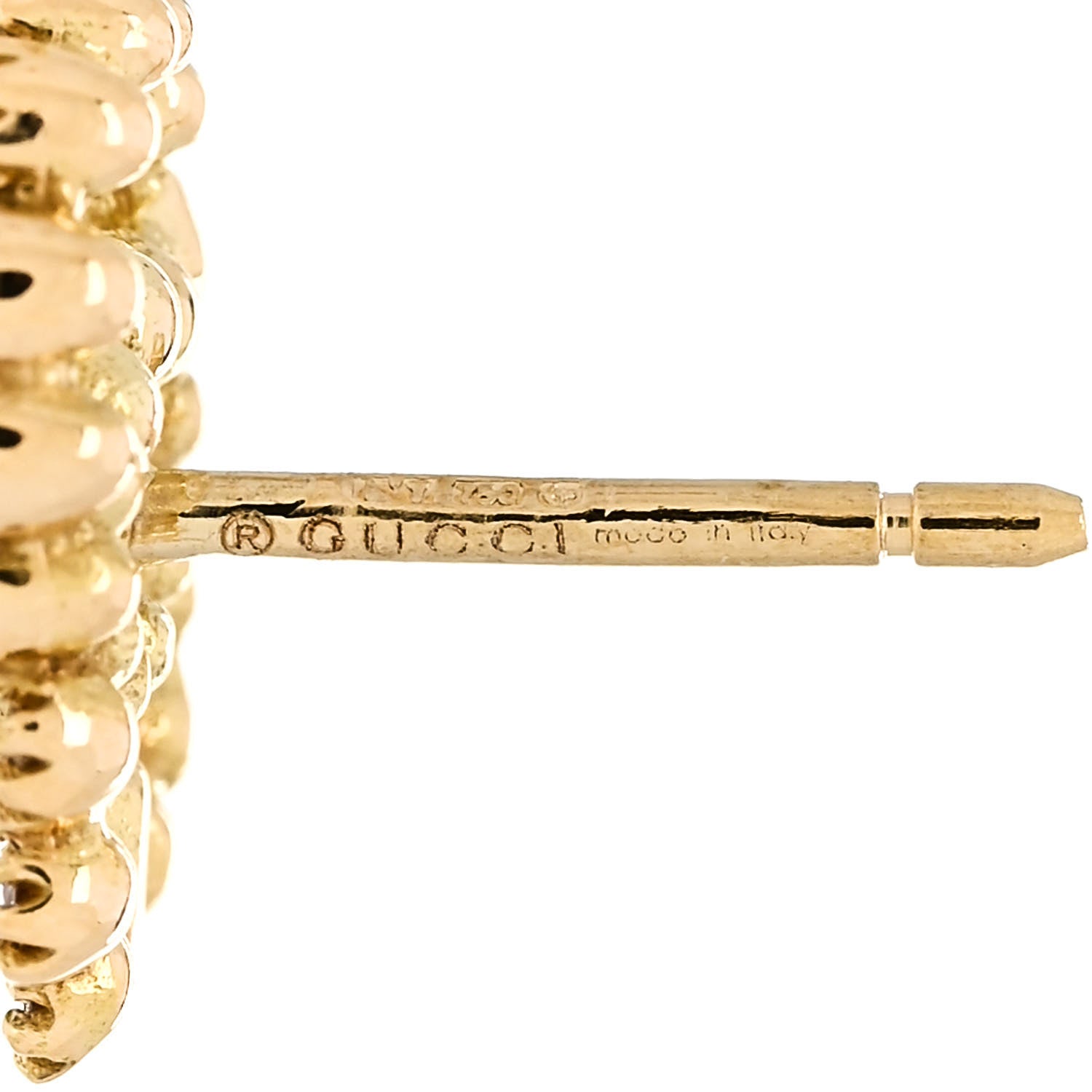 Gucci 18K Yellow Gold Diamond Running G Earrings 4 of 4
