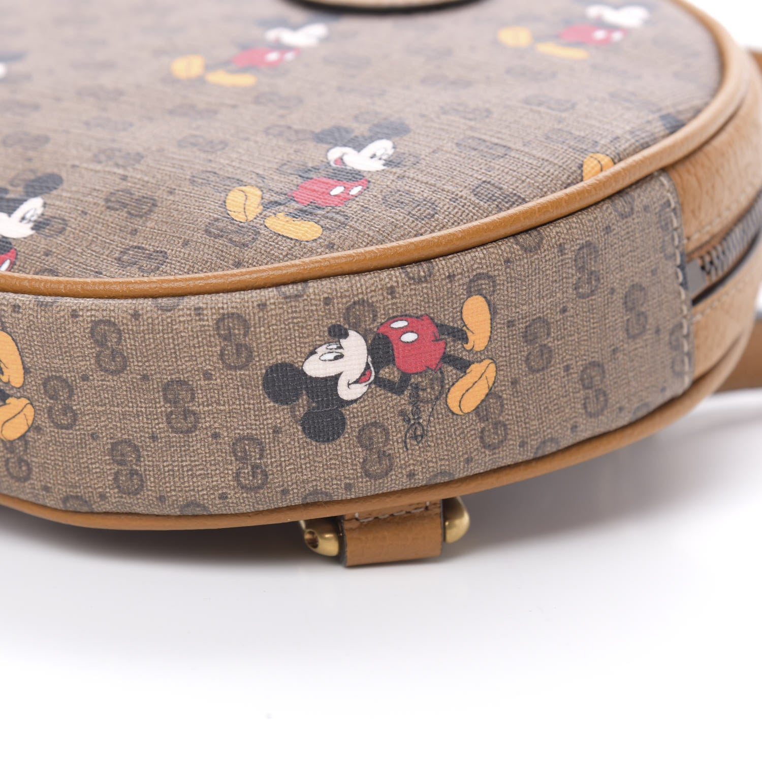 Gucci X DISNEY Mini Vintage GG Supreme Monogram Mickey Mouse Round Backpack Beige Vintage Sun Oil 9 of 10
