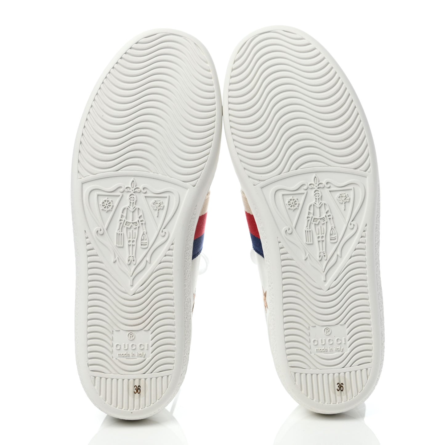 Calfskin Bee Star Embroidered Sylvie Web Ace Sneakers 36 White