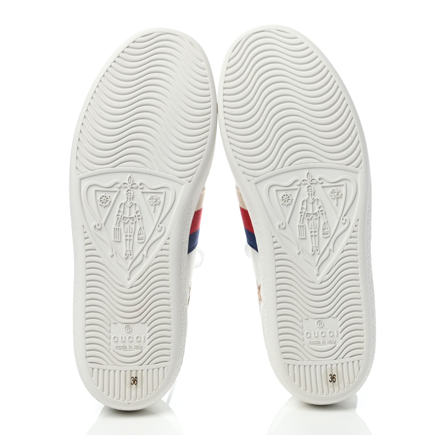 Gucci Calfskin Bee Star Embroidered Sylvie Web Ace Sneakers 36 White 5 of 8