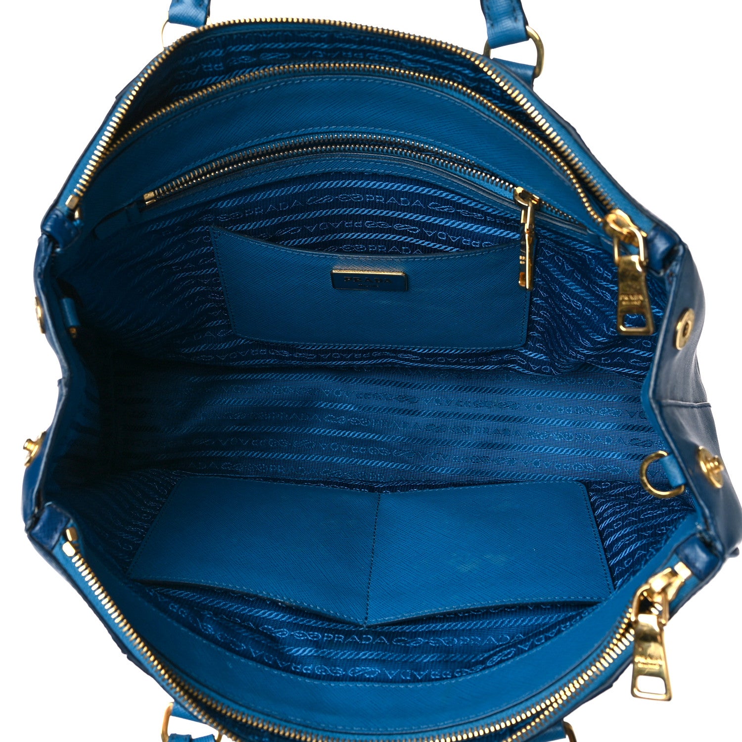 Prada Saffiano Lux Colorblock Medium Galleria Double Zip Tote Bluette Cobalto 5 of 9