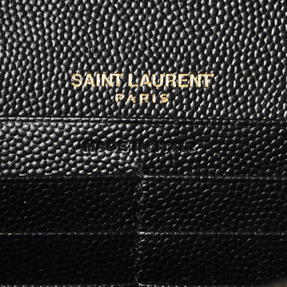Saint Laurent Grain De Poudre Matelasse Chevron Monogram Chain Wallet Black 6 of 7