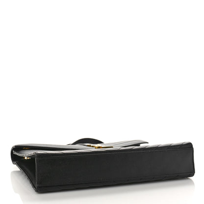 Saint Laurent Grain De Poudre Matelasse Chevron Large Monogram Satchel Black 4 of 13
