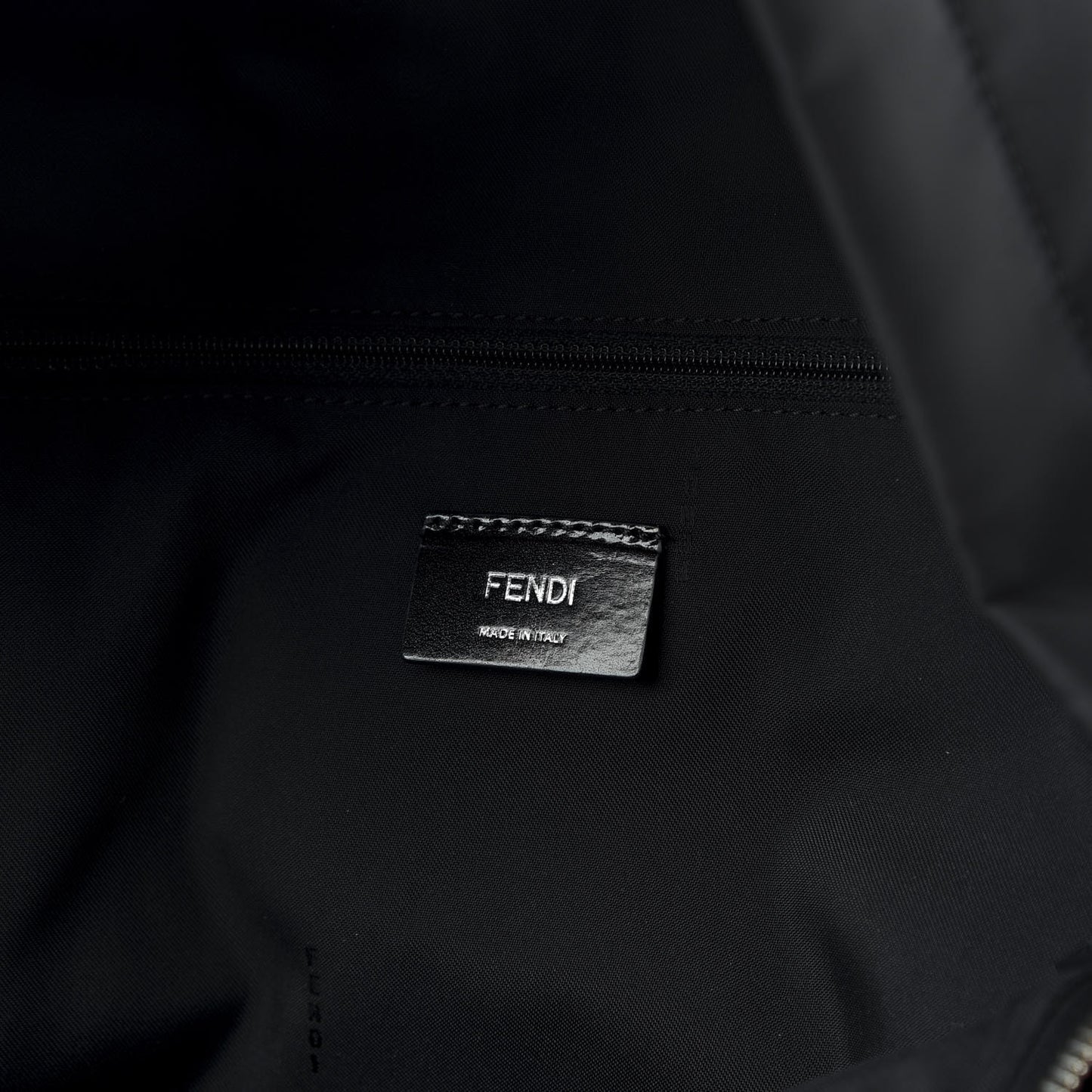 Nylon Shearling Block Letter Backpack Black