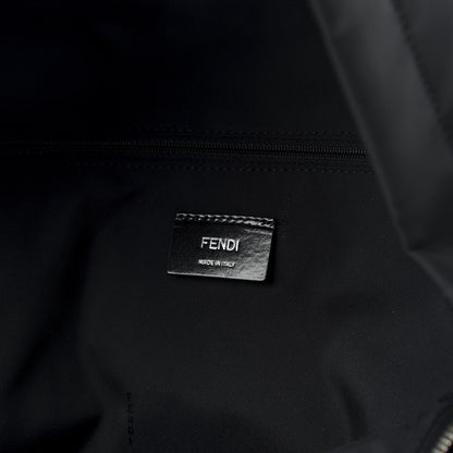 Fendi Nylon Shearling Block Letter Backpack Black 5 of 9