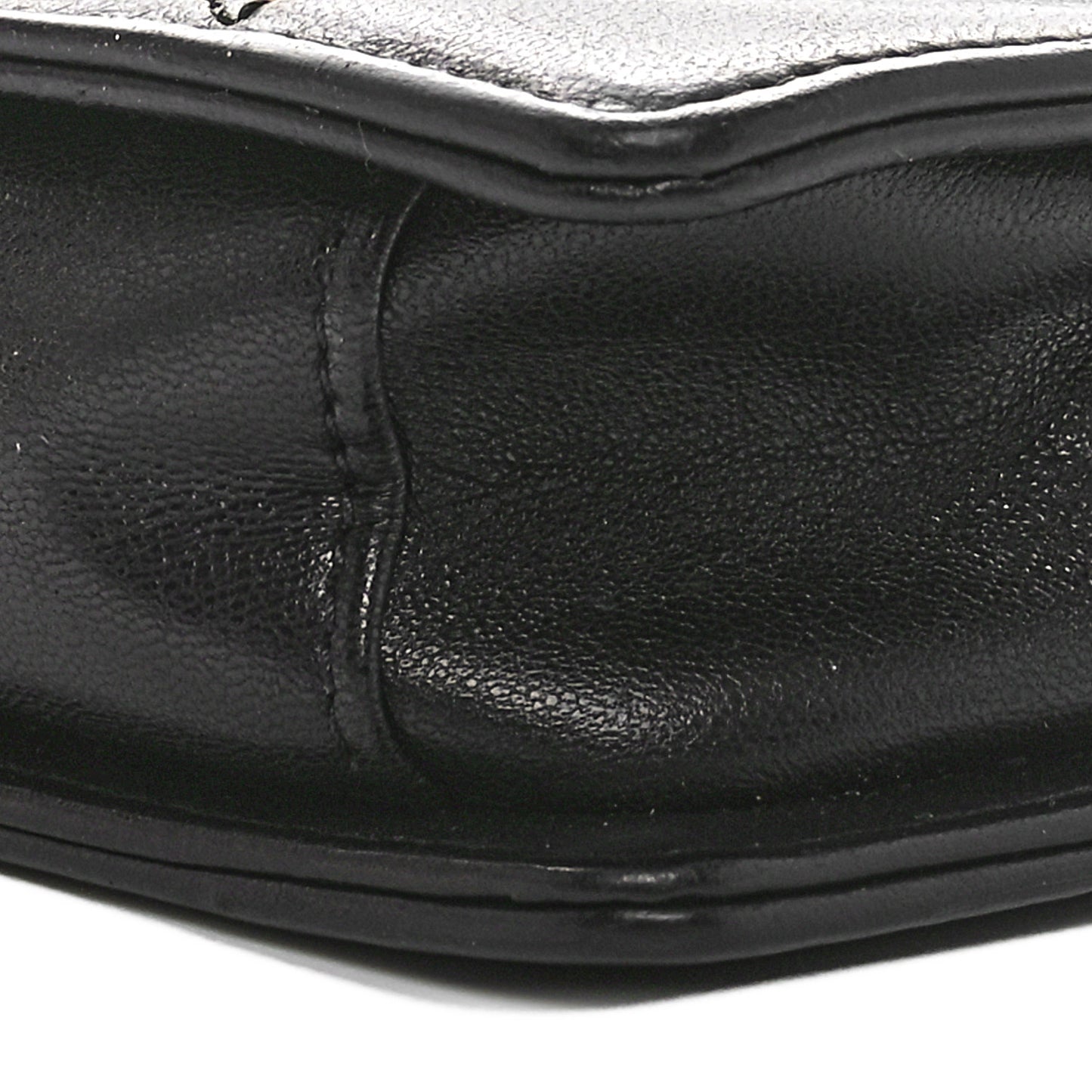 Lambskin Reversed Chevron Quilted Flap Black