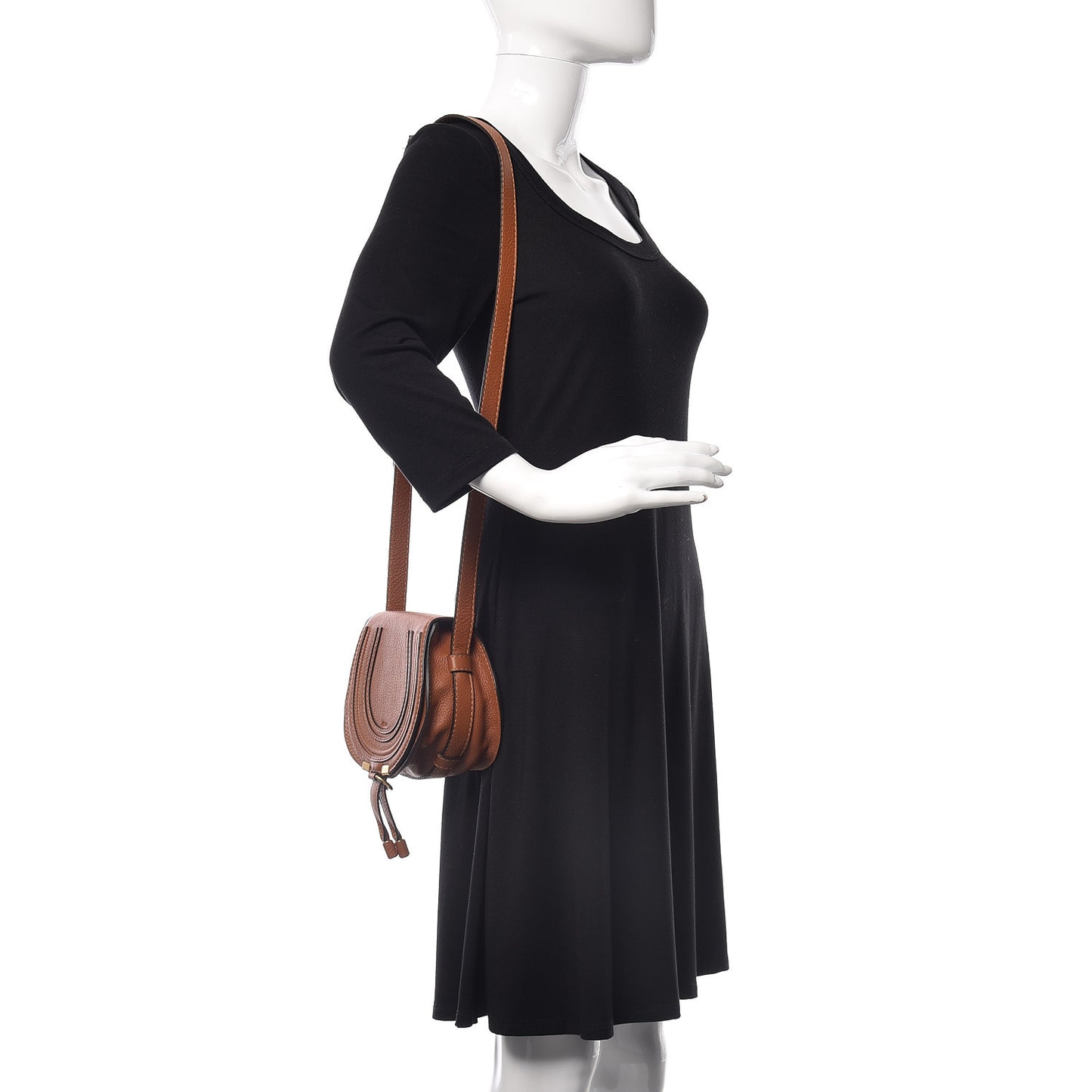 Calfskin Mini Marcie Round Crossbody Bag Tan