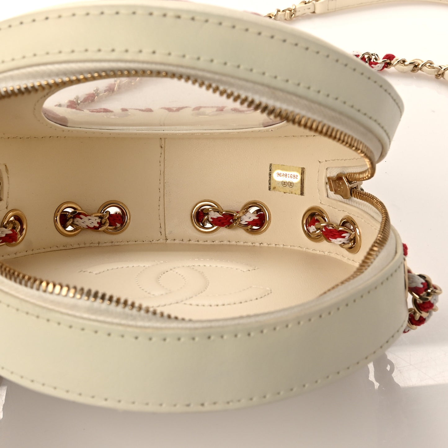 Lambskin Coco Lifesaver Round Bag Red White