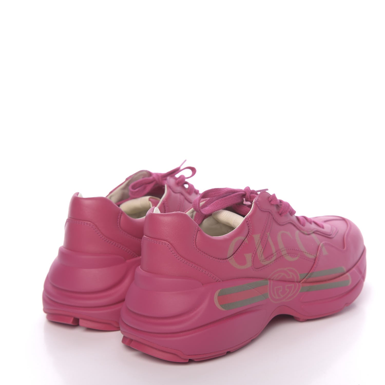 Gucci Calfskin Logo Womens Rhyton Sneakers 40 Box Pink 4 of 9