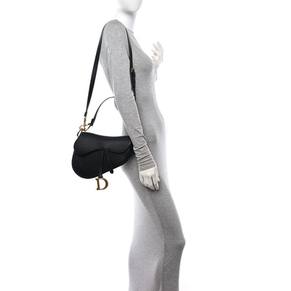 Christian Dior Grained Calfskin Saddle Bag With Strap Black 2 of 11