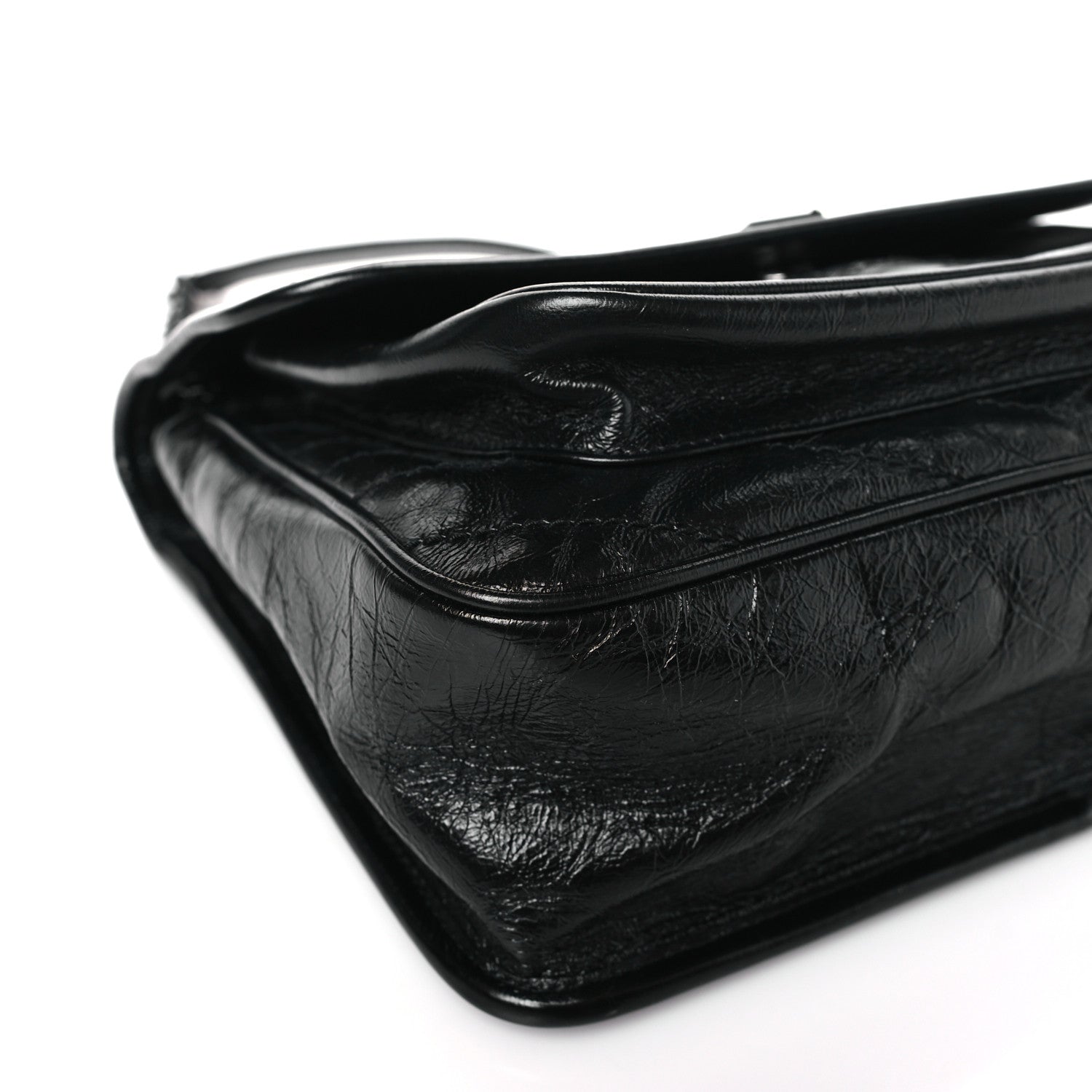 Saint Laurent Crinkled Calfskin Matelasse Monogram Medium Niki Chain Satchel Black 8 of 9