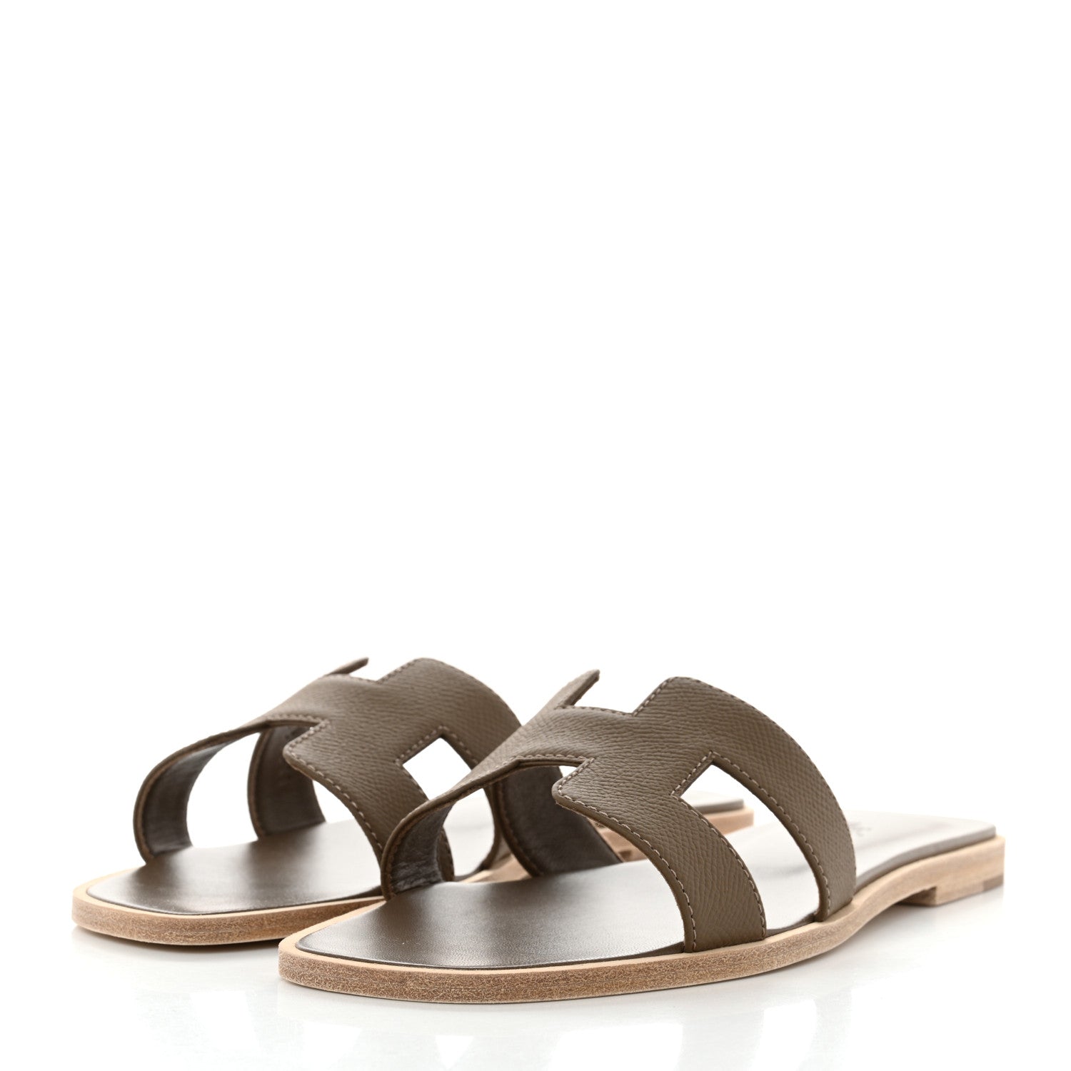 Hermes Epsom Oran Sandals 38.5 Etoupe 3 of 9