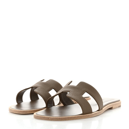 Hermes Epsom Oran Sandals 38.5 Etoupe 3 of 9