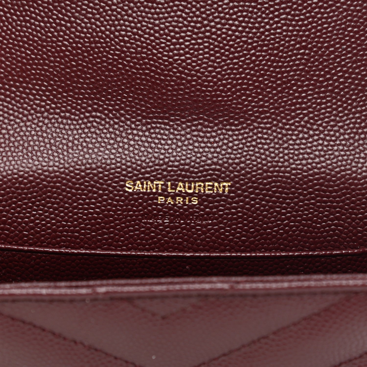 Saint Laurent Grain De Poudre Matelasse Chevron Small Monogram Envelope Wallet Bordeaux 5 of 6