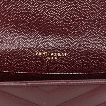 Saint Laurent Grain De Poudre Matelasse Chevron Small Monogram Envelope Wallet Bordeaux 5 of 6