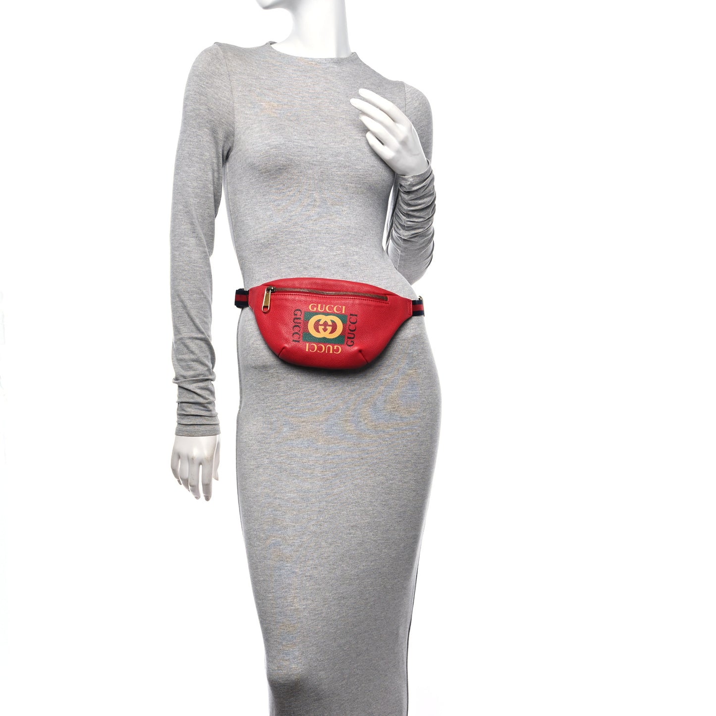 Grained Calfskin Small Logo Belt Bag Hibiscus Red