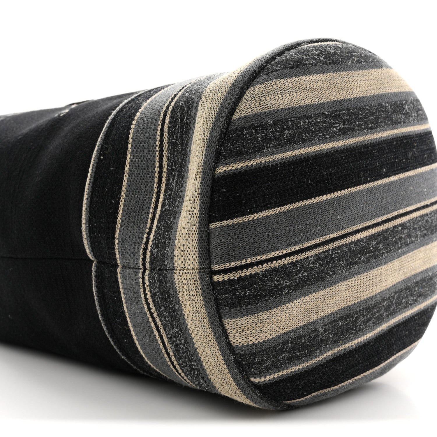 Chanel Striped Canvas Deauville Drawstring Backpack Black 17 of 19