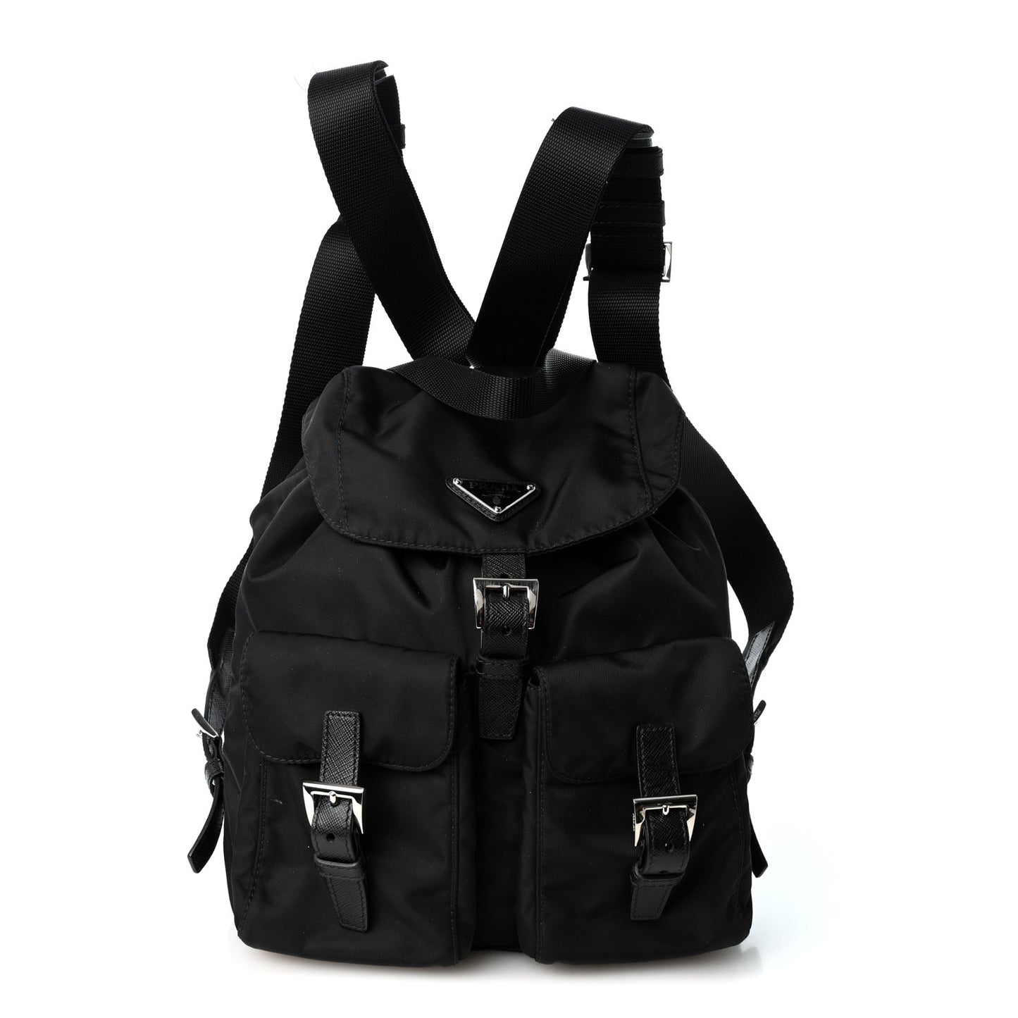 Re-Nylon Vela Saffiano Small Backpack Black