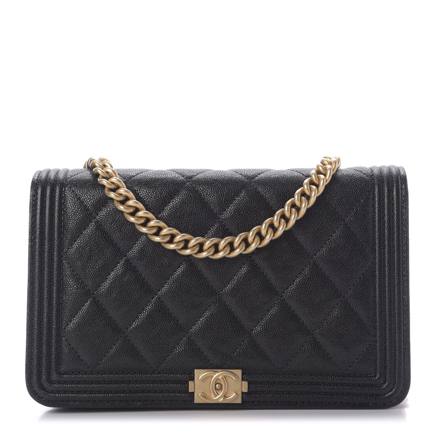 Chanel Caviar Quilted Boy Wallet On Chain WOC Black 1 of 11