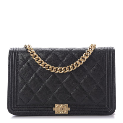 Chanel Caviar Quilted Boy Wallet On Chain WOC Black 1 of 11