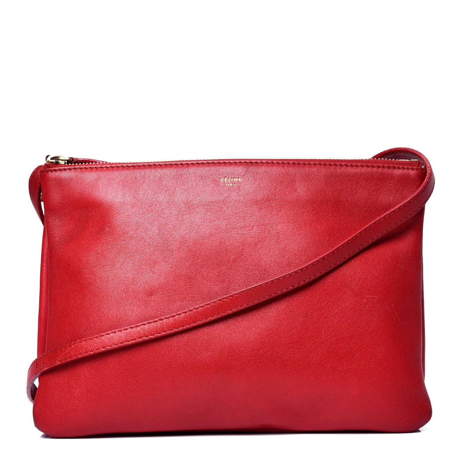 Celine Lambskin Large Trio Crossbody Bag Red 1 of 4