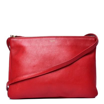 Celine Lambskin Large Trio Crossbody Bag Red 1 of 4