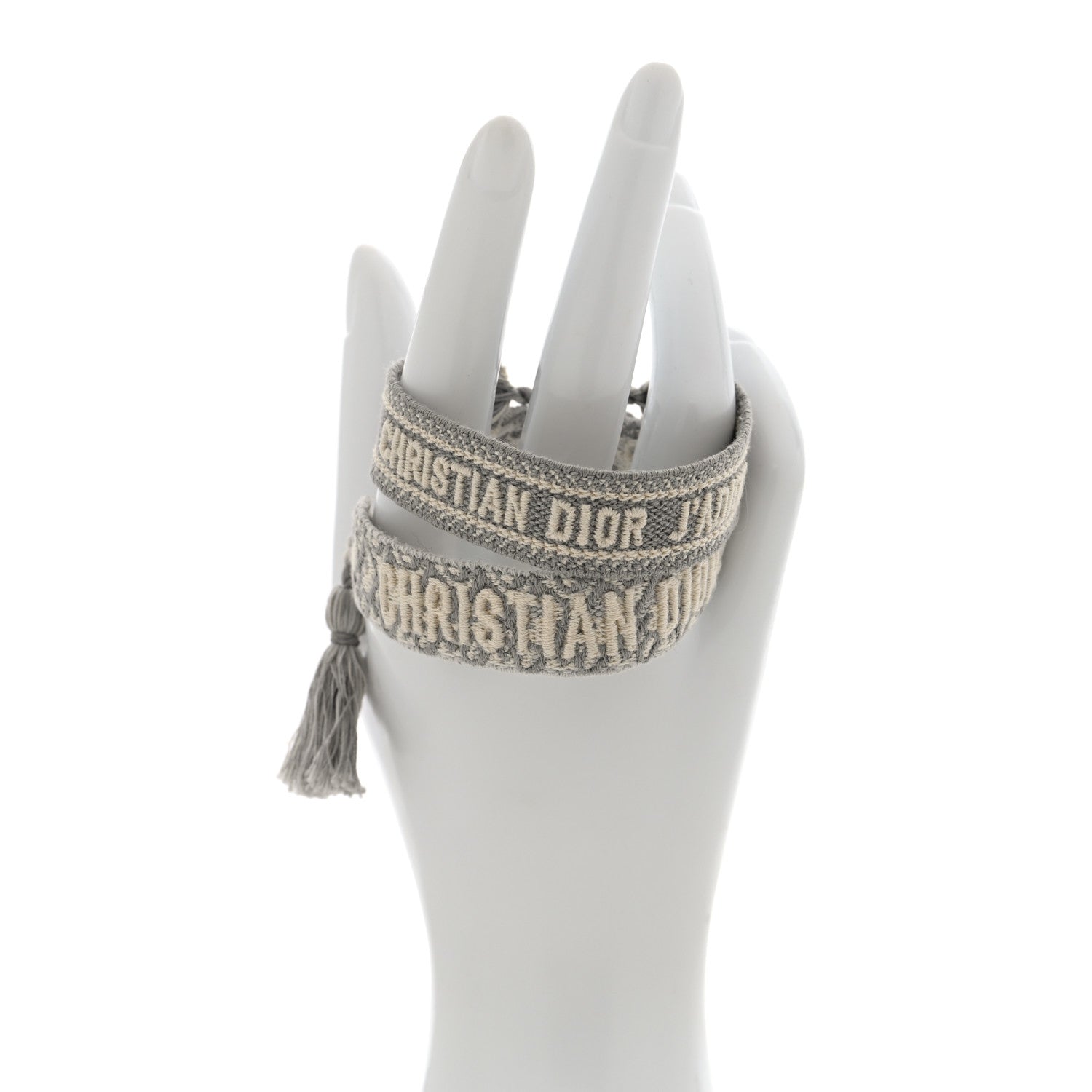 Christian Dior Woven Cotton Friendship Bracelet Set Grey 1777341