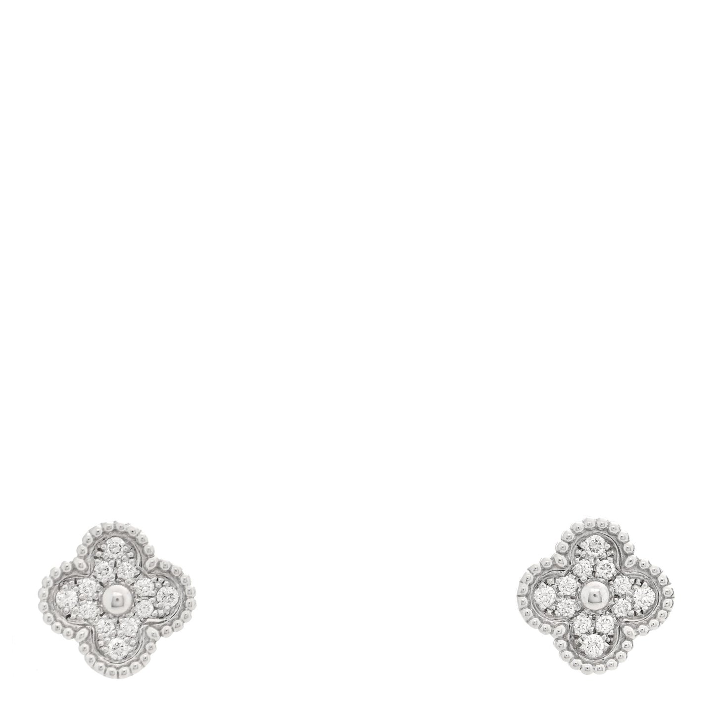 18K White Gold Diamond Sweet Alhambra Earrings