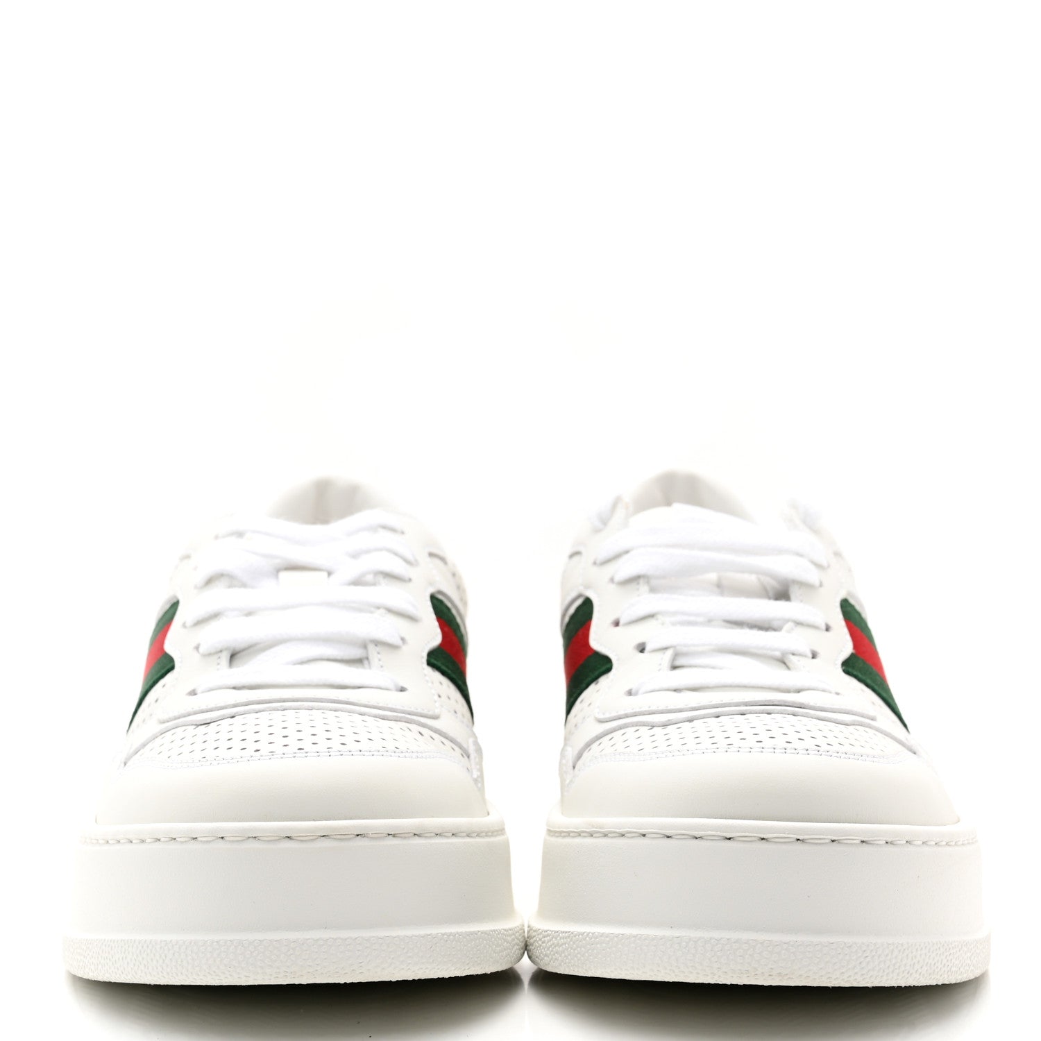 Gucci Calfskin Web Perforated Womens Platform 55mm Sneakers 39.5 White Bright Splash 2 of 11