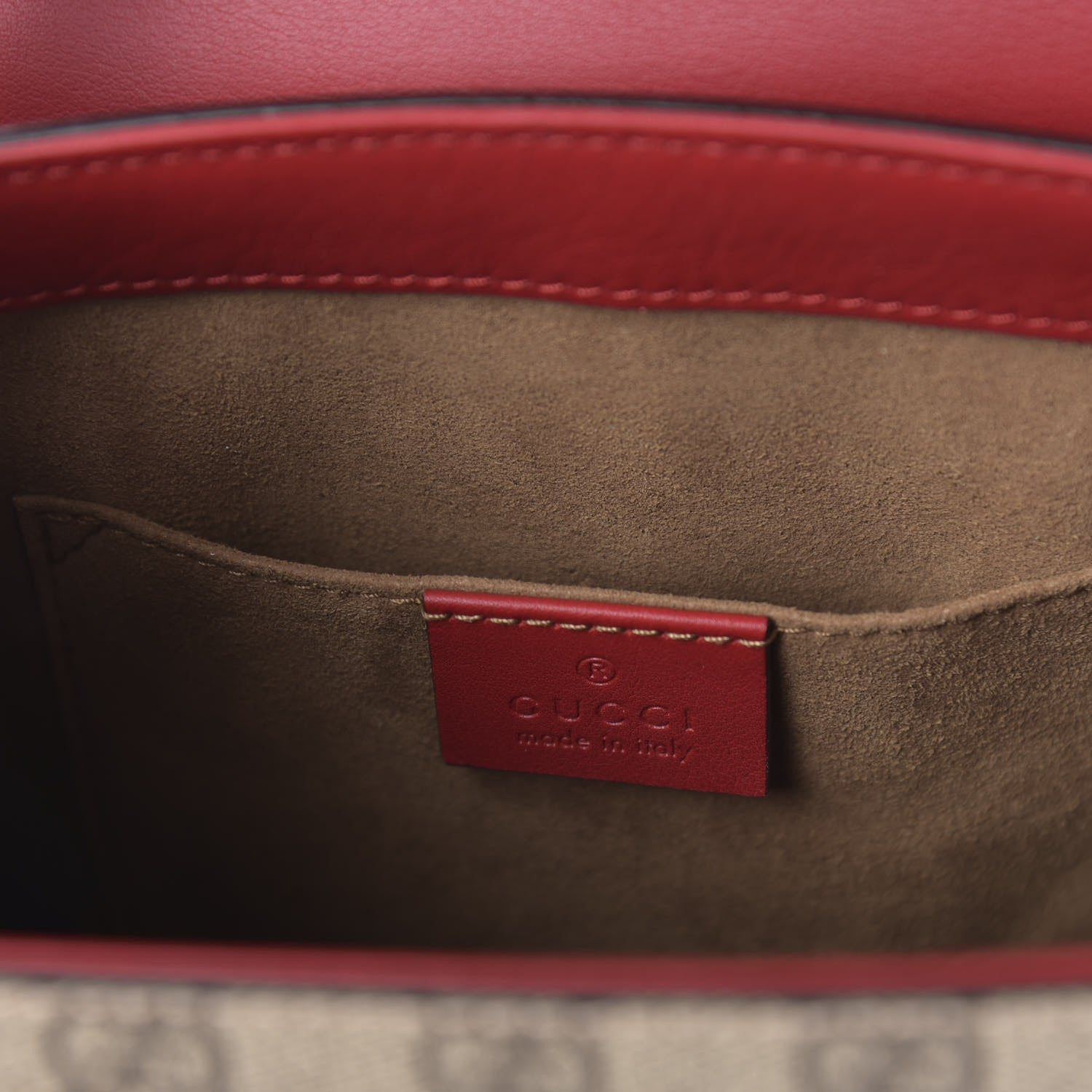 Gucci GG Supreme Monogram Calfskin Padlock Backpack Beige Hibiscus Red New Rosette 7 of 9