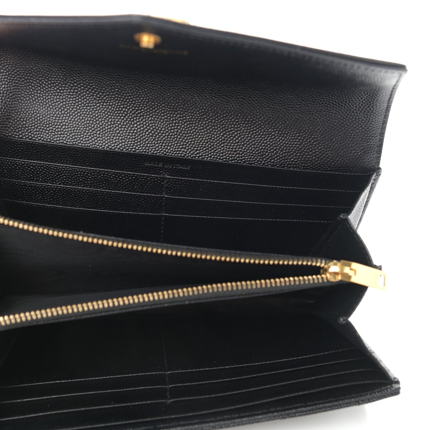 Saint Laurent Grain De Poudre Matelasse Chevron Monogram Flap Wallet Black 5 of 10