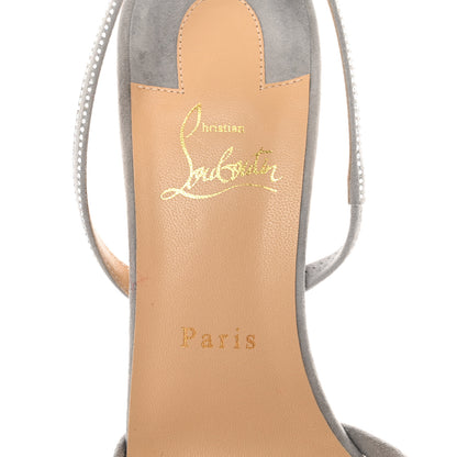 Christian Louboutin Suede Mesh Embellished Araborda 70 Slingback Sandals 40 Light Grey 7 of 8