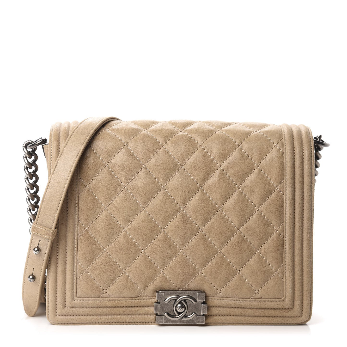 Nubuck Quilted New Medium Gentle Boy Flap Beige