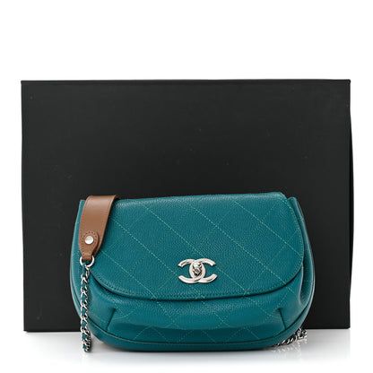 Chanel Grained Calfskin Stitched Small Messenger Flap Bag Teal 11 of 11