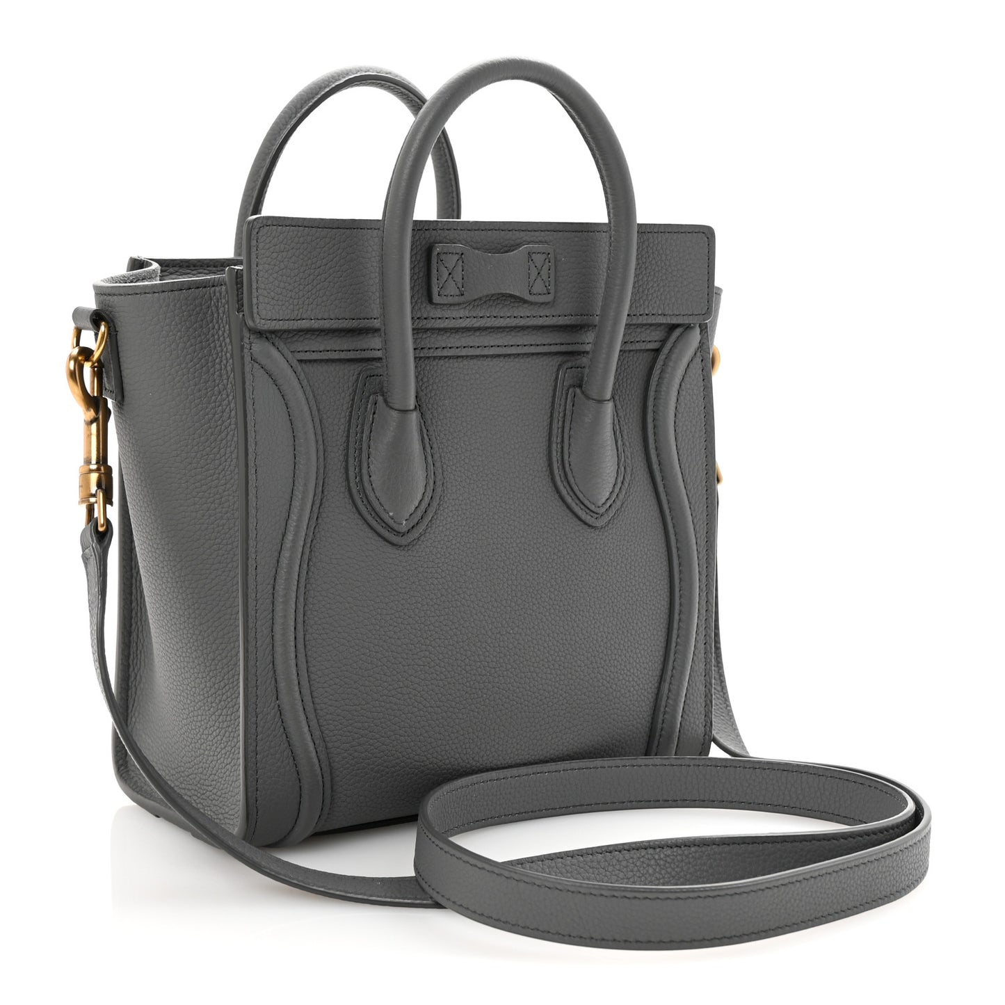 Baby Drummed Calfskin Nano Luggage Kohl