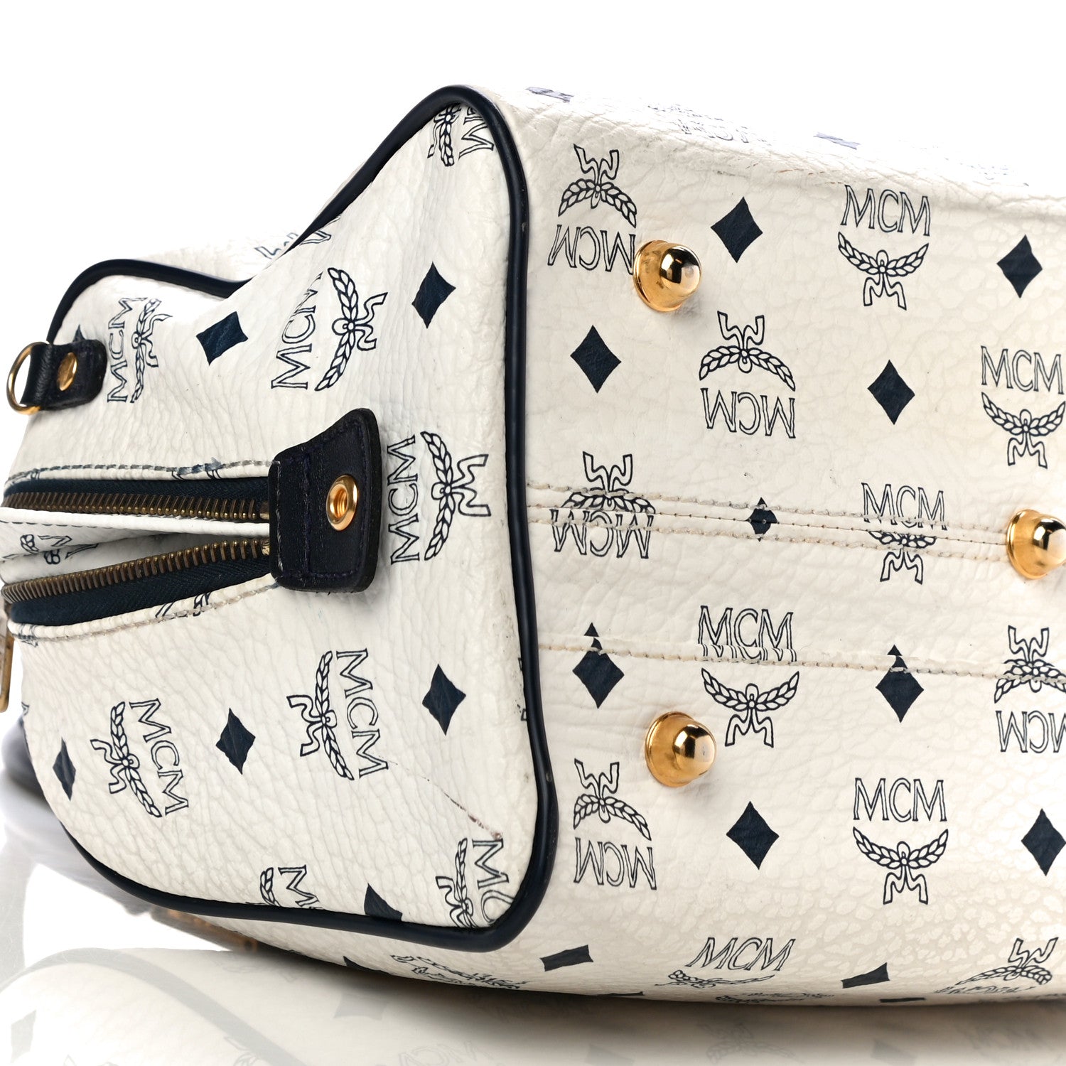 MCM Visetos Boston Satchel White 7 of 10